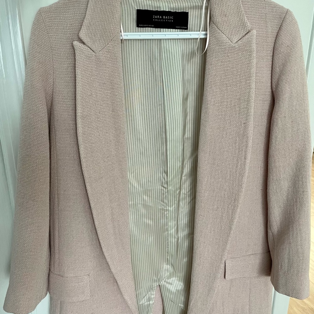 Zara Womens Blazer Coat - Pale Pink
